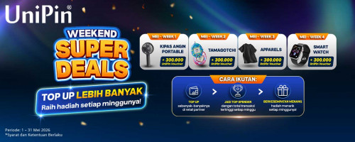 Weekend Super Deals! Top Up Voucher UniPin Sebanyak-banyaknya, Menangkan Hadiah Tiap Minggu!